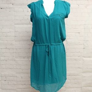 Teal Capped Sleeved Dress